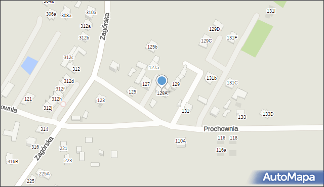 Kielce, Prochownia, 129A, mapa Kielc