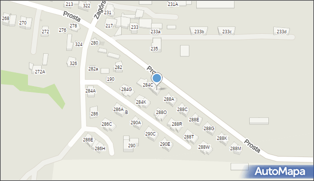 Kielce, Prosta, 284E, mapa Kielc