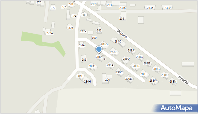 Kielce, Prosta, 286A, mapa Kielc