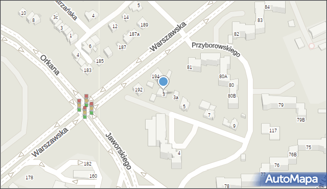 Kielce, Przyborowskiego Walerego, 3, mapa Kielc