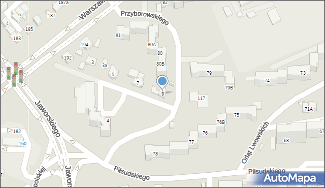 Kielce, Przyborowskiego Walerego, 9, mapa Kielc