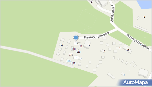 Kobyla Góra, Przerwy-Tetmajera Kazimierza, 11A, mapa Kobyla Góra