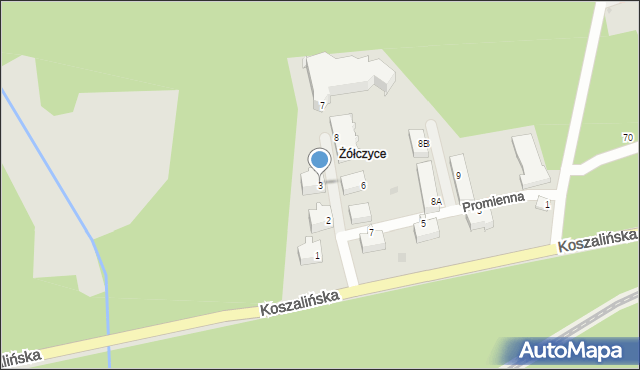 Kołobrzeg, Promienna, 3, mapa Kołobrzegu