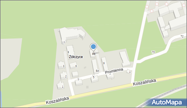Kołobrzeg, Promienna, 8B, mapa Kołobrzegu