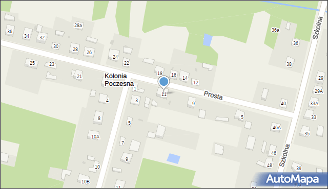 Kolonia Poczesna, Prosta, 11, mapa Kolonia Poczesna