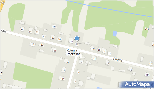 Kolonia Poczesna, Prosta, 22, mapa Kolonia Poczesna