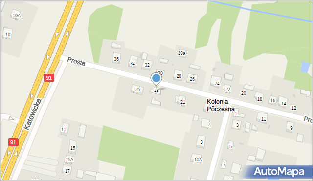 Kolonia Poczesna, Prosta, 23, mapa Kolonia Poczesna