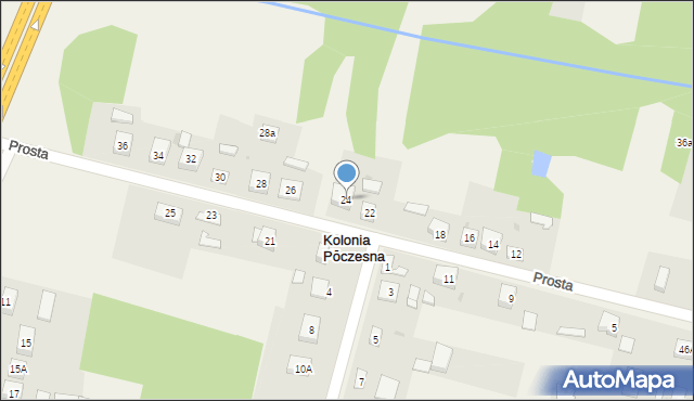 Kolonia Poczesna, Prosta, 24, mapa Kolonia Poczesna