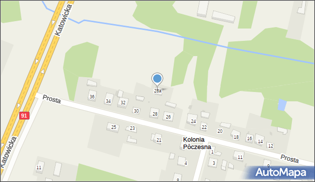 Kolonia Poczesna, Prosta, 28a, mapa Kolonia Poczesna
