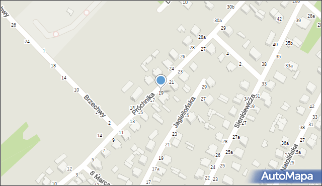 Koluszki, Próchnika Adama, 19, mapa Koluszki