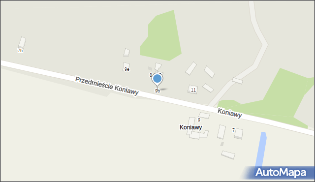 Koniecpol, Przedmieście Koniawy, 9b, mapa Koniecpol