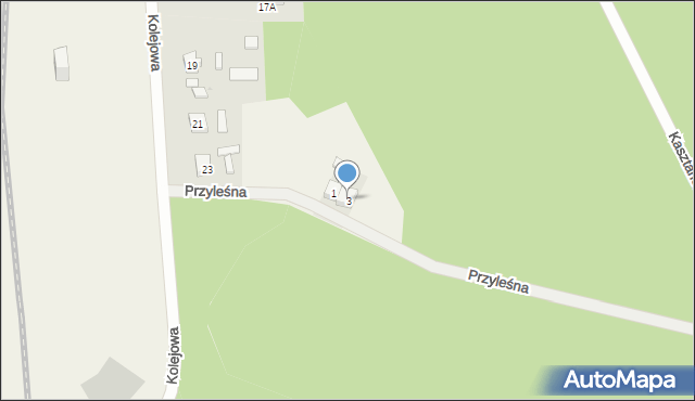 Korzybie, Przyleśna, 3, mapa Korzybie