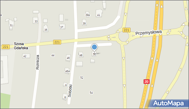 Kościerzyna, Przemysłowa, 50, mapa Kościerzyna