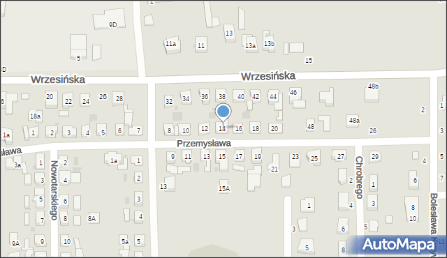 Kostrzyn, Przemysława, 14a, mapa Kostrzyn