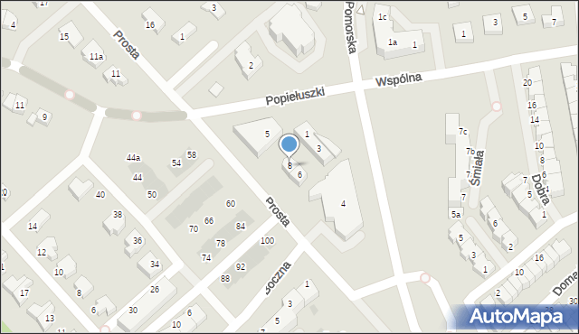 Koszalin, Prosta, 8, mapa Koszalina