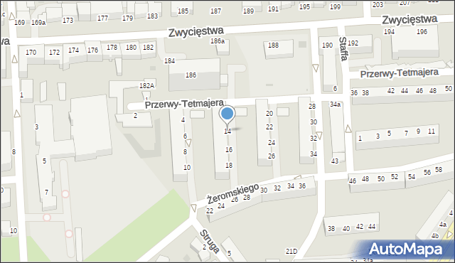 Koszalin, Przerwy-Tetmajera Kazimierza, 14, mapa Koszalina