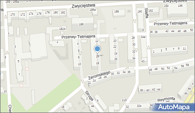 Koszalin, Przerwy-Tetmajera Kazimierza, 16, mapa Koszalina