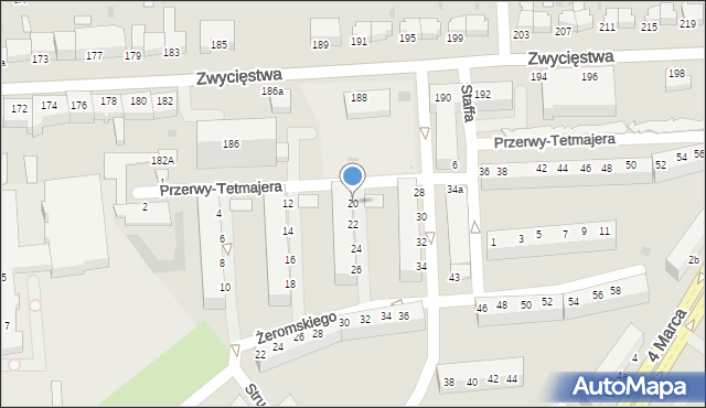 Koszalin, Przerwy-Tetmajera Kazimierza, 20, mapa Koszalina