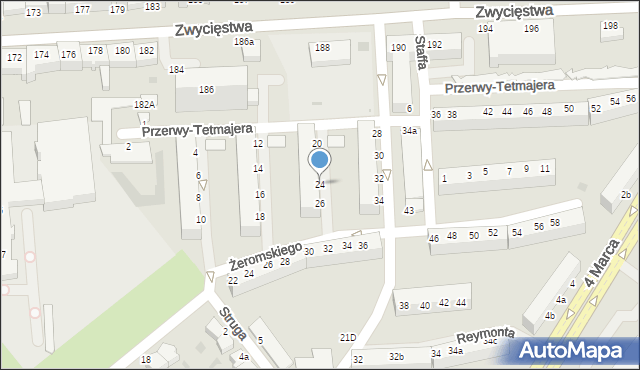 Koszalin, Przerwy-Tetmajera Kazimierza, 24, mapa Koszalina