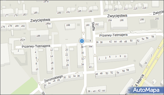 Koszalin, Przerwy-Tetmajera Kazimierza, 28, mapa Koszalina