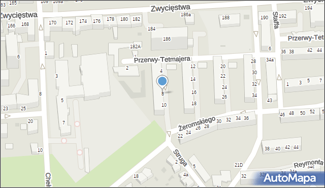 Koszalin, Przerwy-Tetmajera Kazimierza, 8, mapa Koszalina