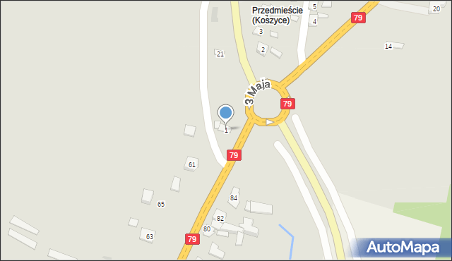 Koszyce, Przedmieście, 1, mapa Koszyce