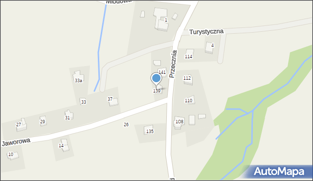 Kozy, Przecznia, 139, mapa Kozy