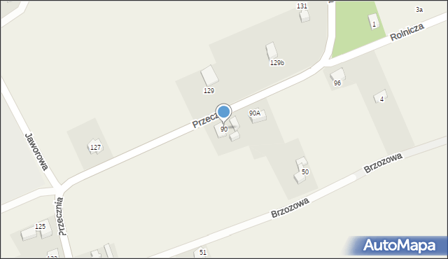 Kozy, Przecznia, 90, mapa Kozy