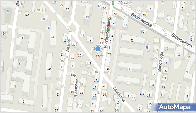 Kraków, Przybyszewskiego Stanisława, 15a, mapa Krakowa