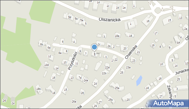 Kraków, Przyszłości, 5, mapa Krakowa