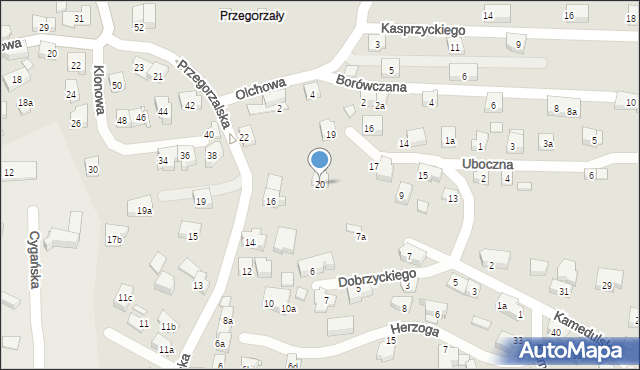 Kraków, Przegorzalska, 20, mapa Krakowa