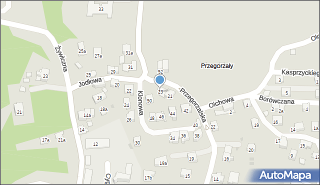 Kraków, Przegorzalska, 23, mapa Krakowa