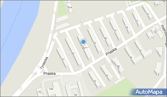 Kraków, Praska, 63, mapa Krakowa