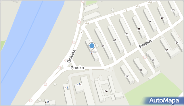 Kraków, Praska, 67, mapa Krakowa