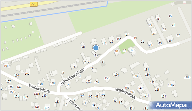 Kraków, Przebindowskiego Zdzisława, 9a, mapa Krakowa