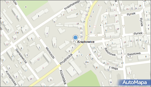 Krapkowice, Prudnicka, 4, mapa Krapkowice
