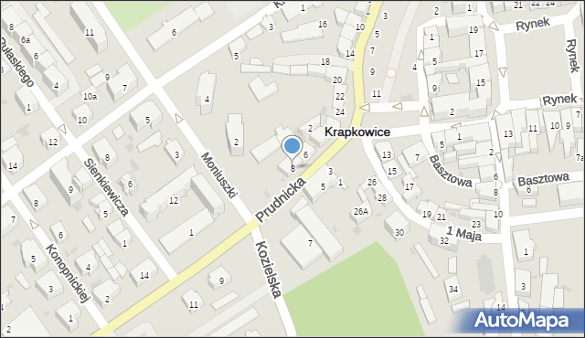 Krapkowice, Prudnicka, 8, mapa Krapkowice