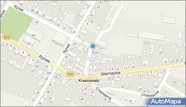 Krasnosielc, Przechodnia, 5, mapa Krasnosielc