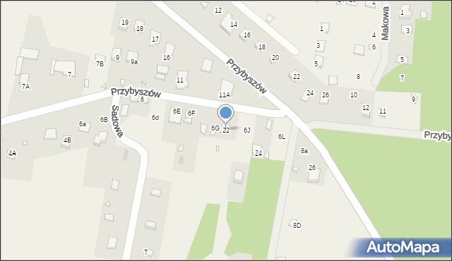 Kroczyce, Przybyszów, 22, mapa Kroczyce