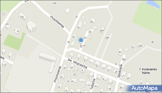 Krosno, Prochownia, 22, mapa Krosna