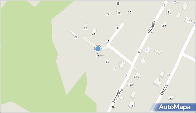 Krosno, Prządki, 15, mapa Krosna