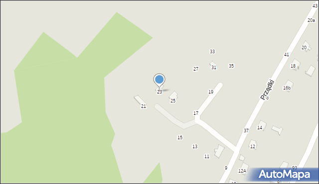 Krosno, Prządki, 23, mapa Krosna