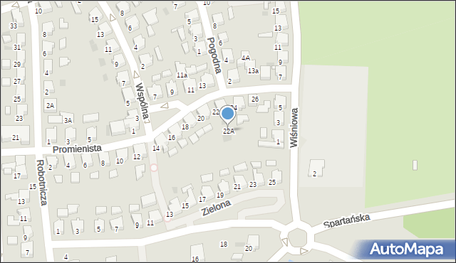 Krotoszyn, Promienista, 22A, mapa Krotoszyna