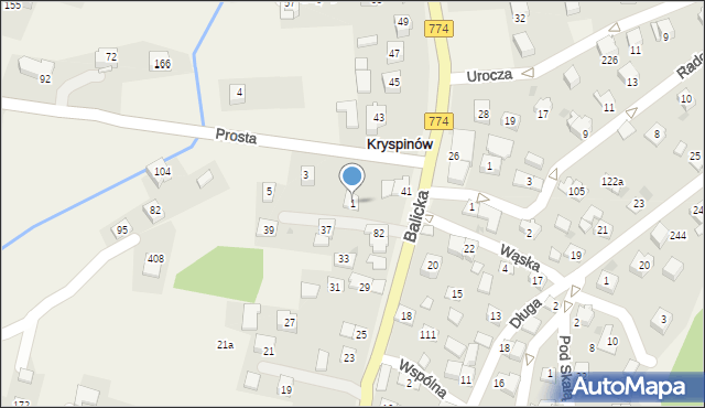 Kryspinów, Prosta, 1, mapa Kryspinów