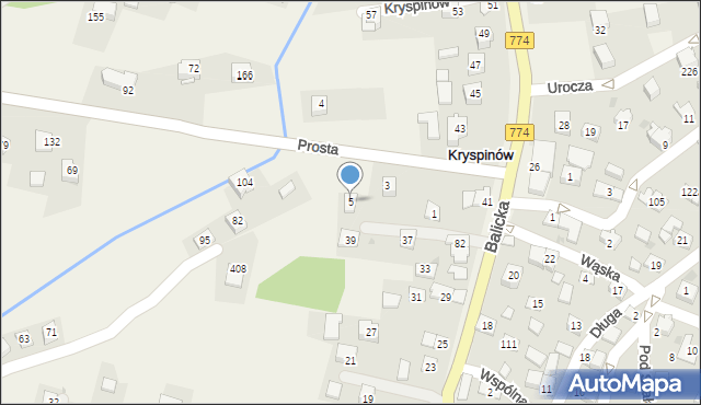 Kryspinów, Prosta, 5, mapa Kryspinów