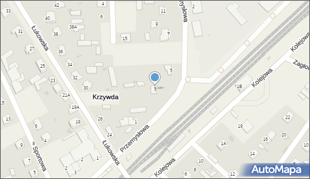 Krzywda, Przemysłowa, 3, mapa Krzywda