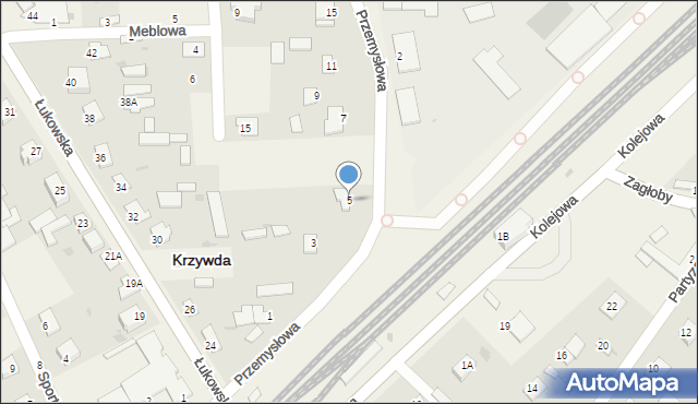 Krzywda, Przemysłowa, 5, mapa Krzywda