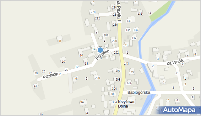 Krzyżowa, Przysłop, 3, mapa Krzyżowa