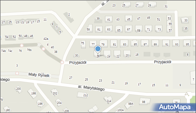 Książenice, Przyjaciół, 26, mapa Książenice