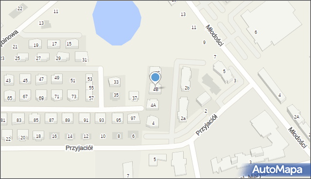 Książenice, Przyjaciół, 4B, mapa Książenice
